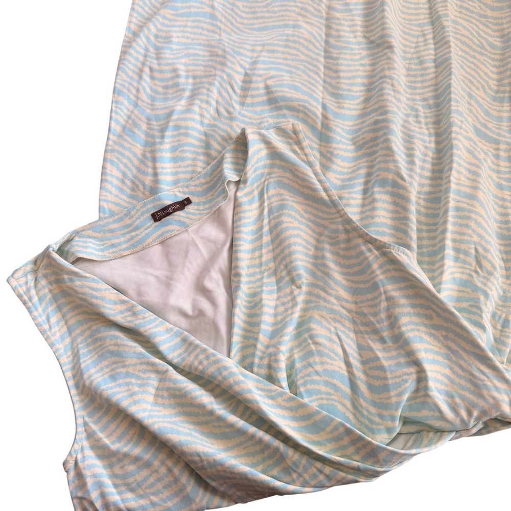 J.McLaughlin Blue White Zebra Print Faux Wrap‎ Sleeveless Sheath Dress Small - Picture 4 of 7